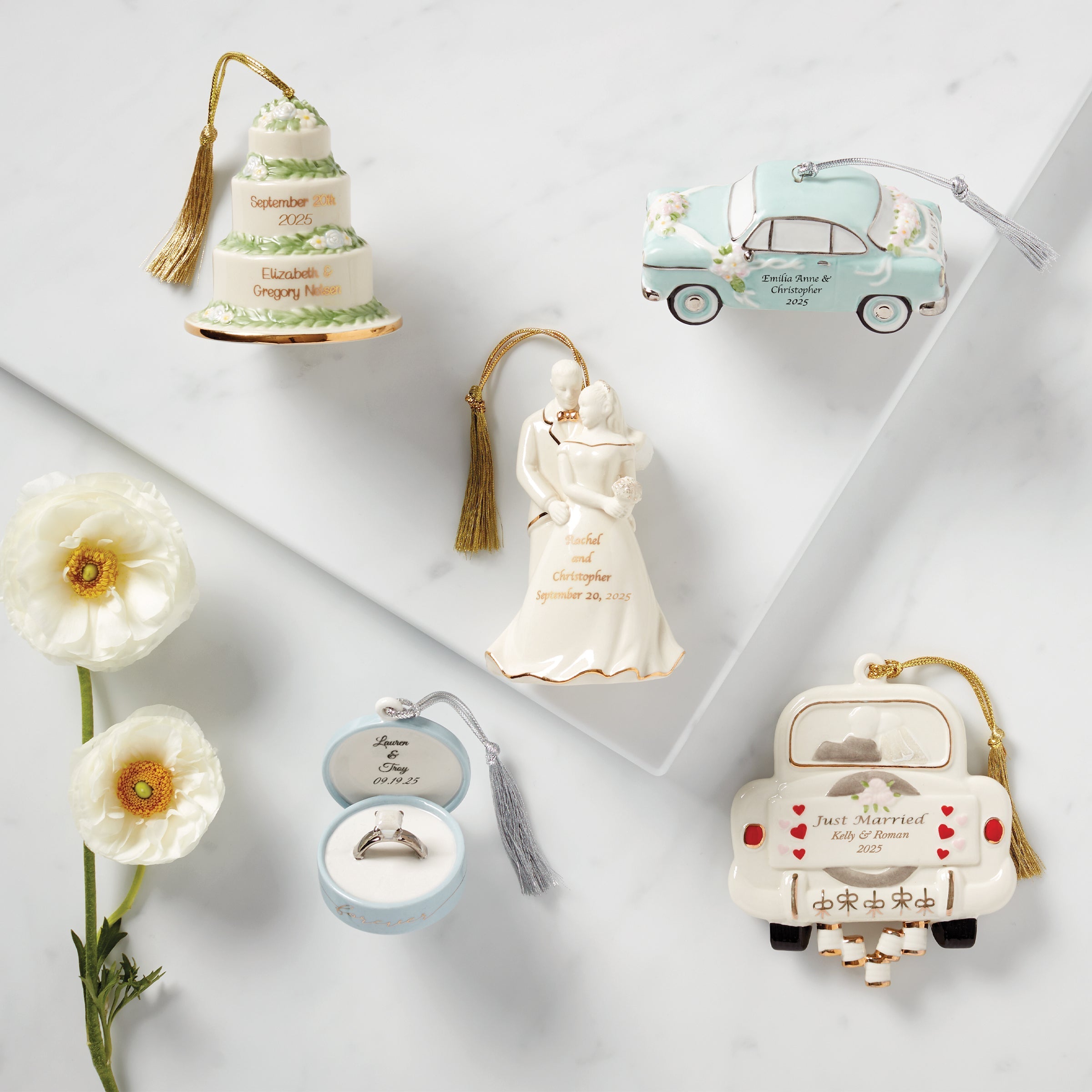 Lenox Westmore Personalized Just Married Car Ornament - Image 5