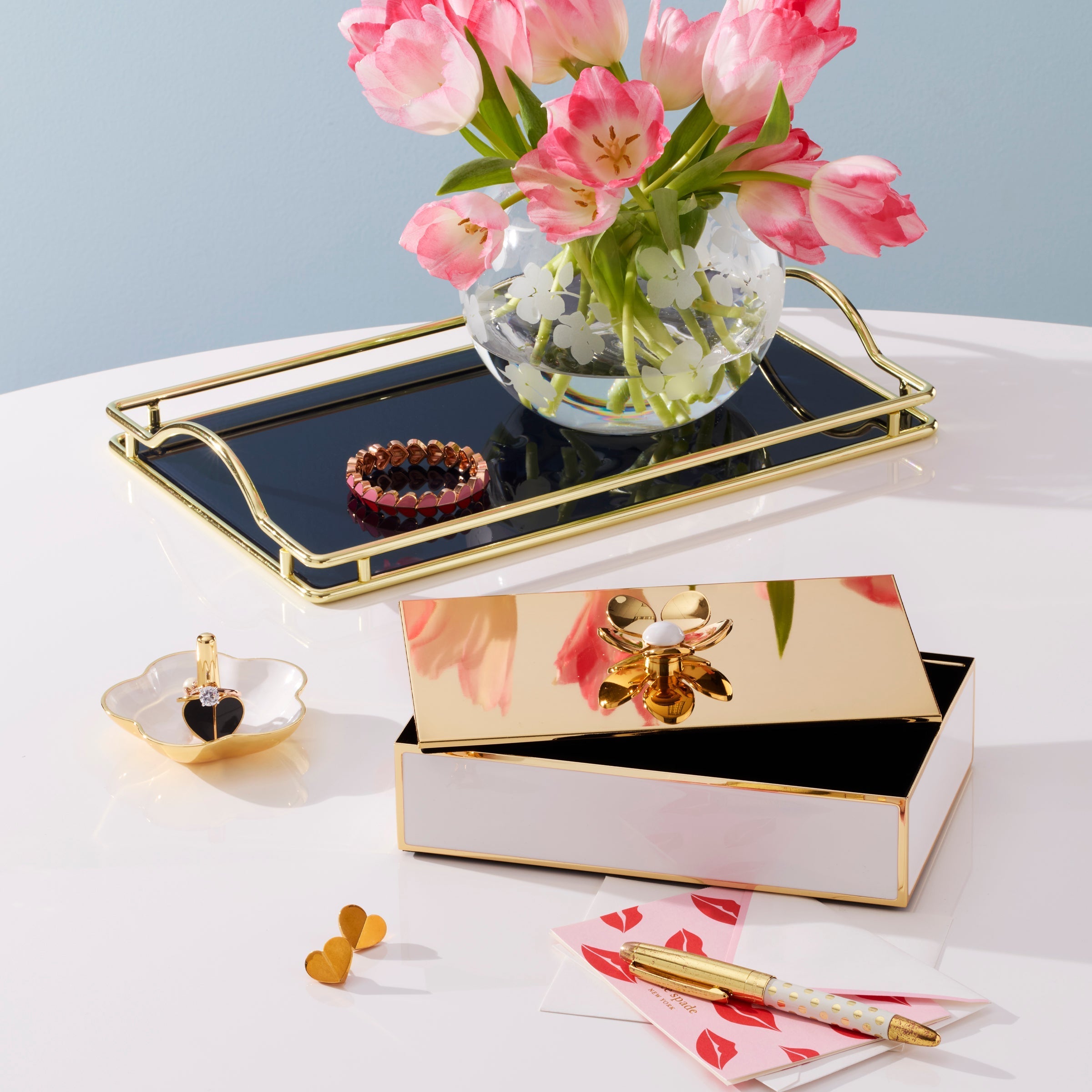 Lenox Westmore Make It Pop Navy Glass Vanity Tray - Image 2