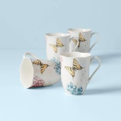Lenox Westmore Butterfly Meadow Hydrangea Mugs, Set of 4