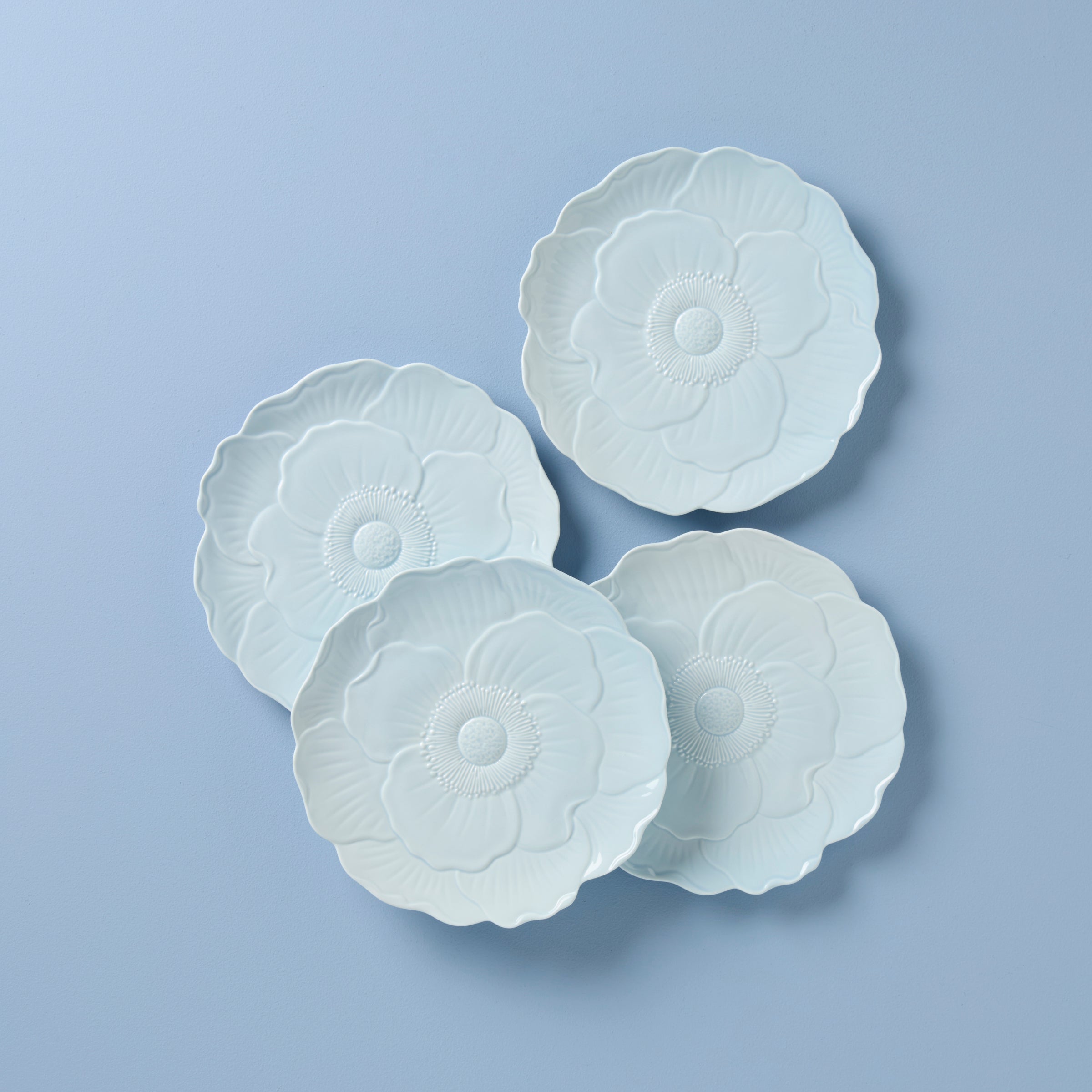 Lenox Westmore Butterfly Meadow Floral Blue Accent Plates, Set of 4