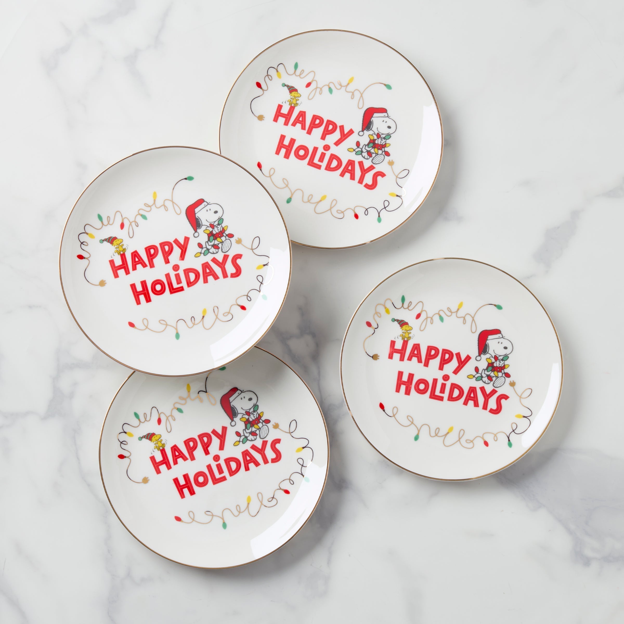 Lenox Westmore Snoopy Christmas Accent Plates, Set of 4