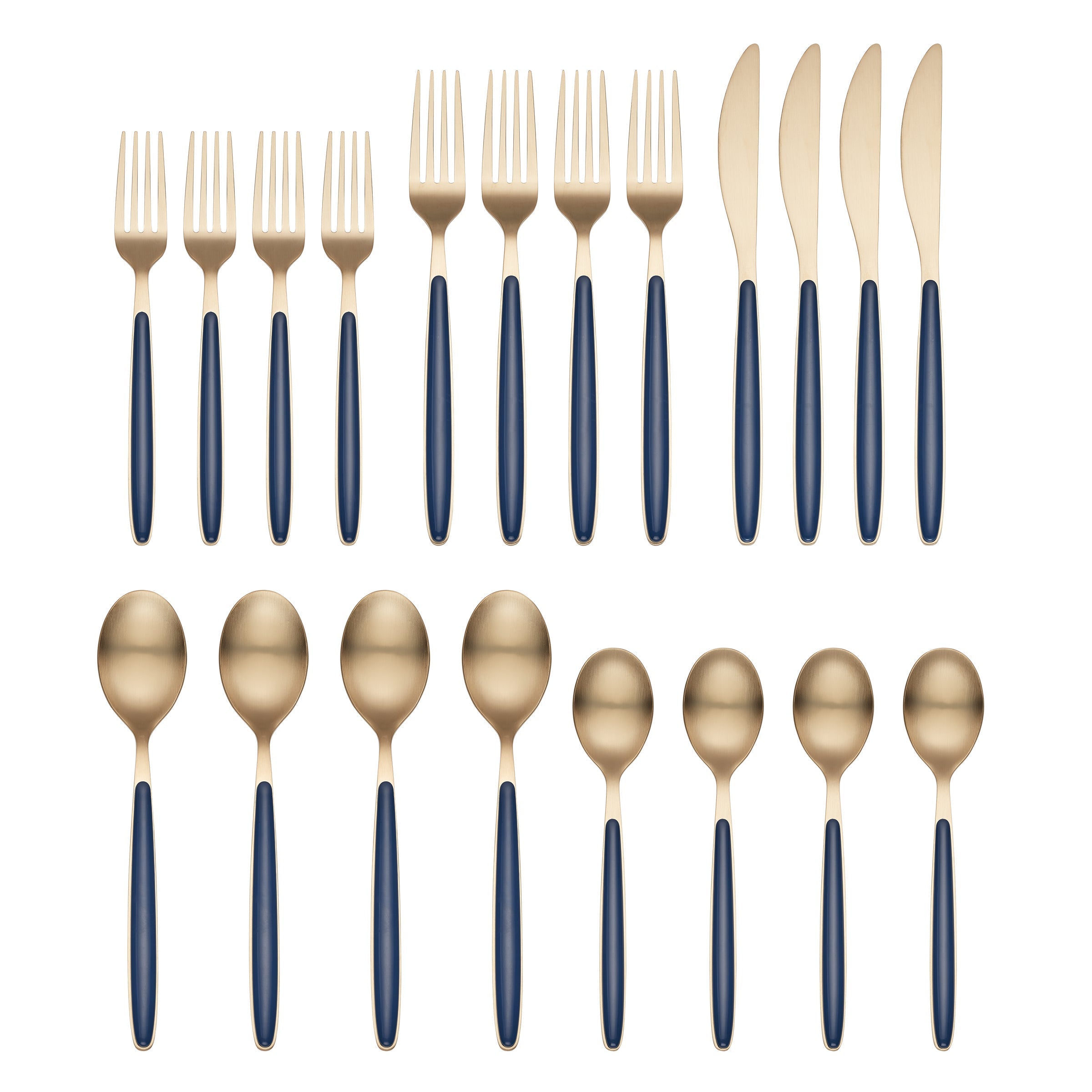 Lenox Westmore Kiernan Champagne Satin Navy Handle 20-Piece Flatware Set