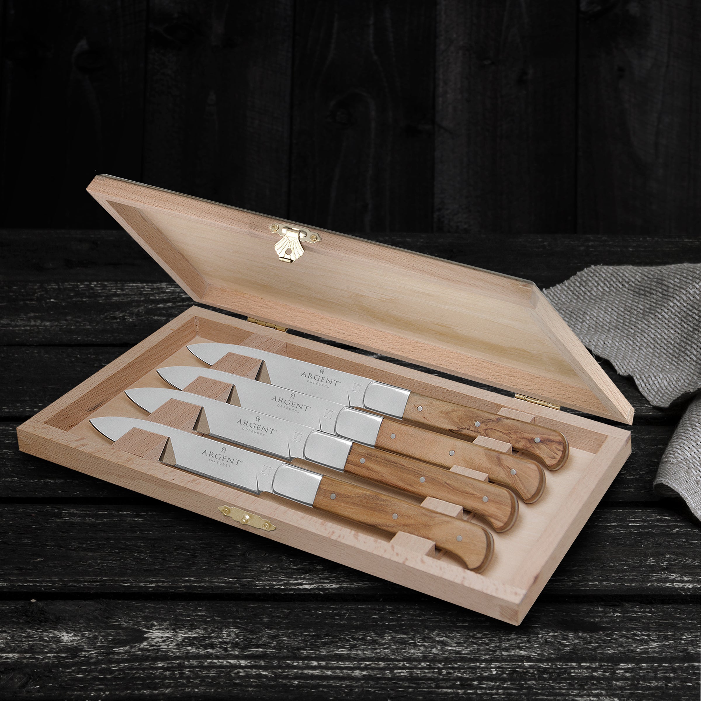 Lenox Westmore Argent Lynden Olive Wood Steak Knives, Set of 4 - Image 5