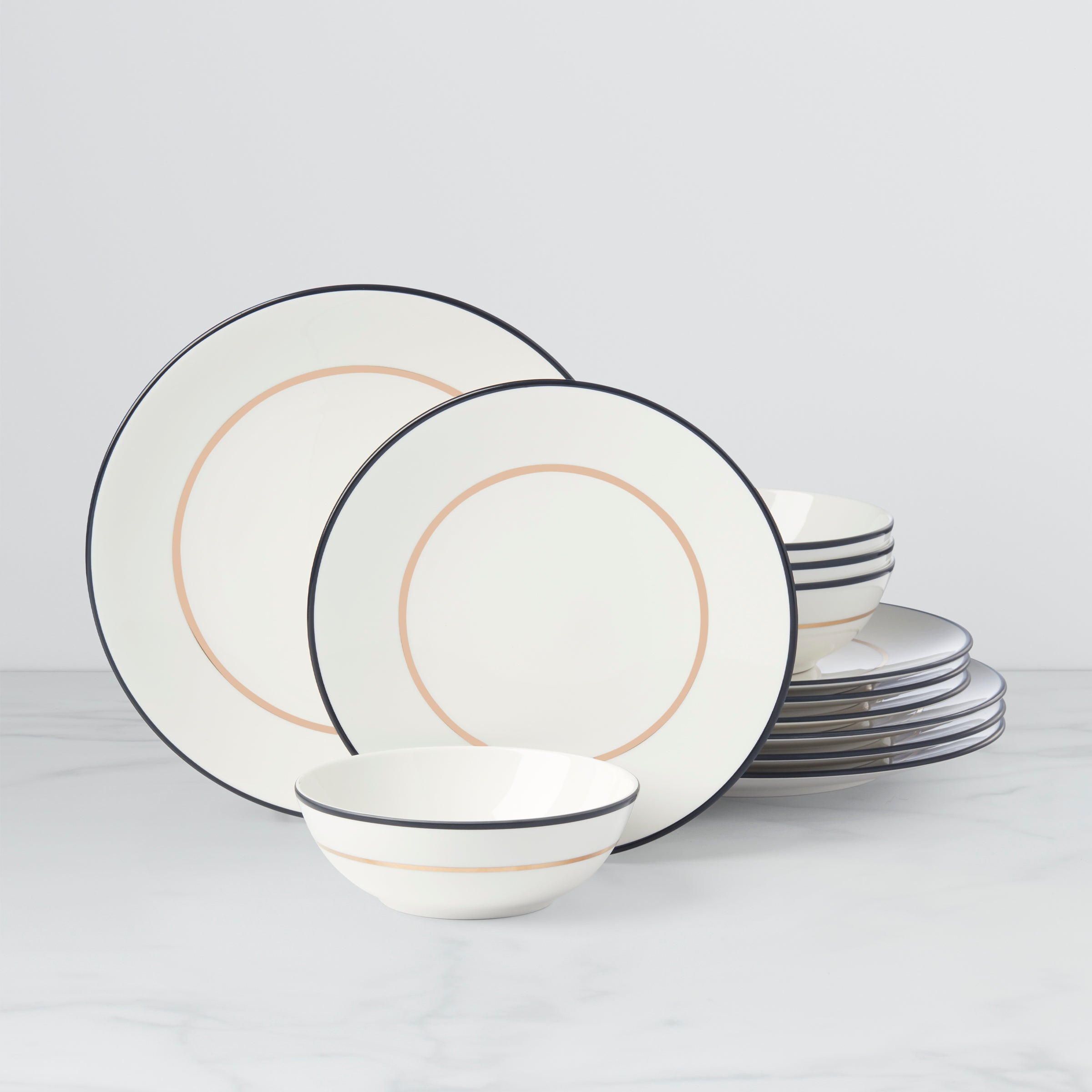 Lenox Westmore Make It Pop Black & Gold 12-Piece Dinnerware Set