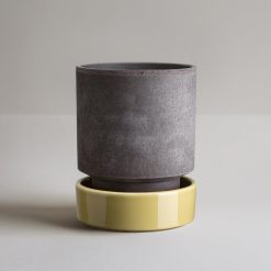 Alternative view of Lenox Westmore Hoff Raw Grey & Glazed Pale Yellow 14cm Pot with Saucer
