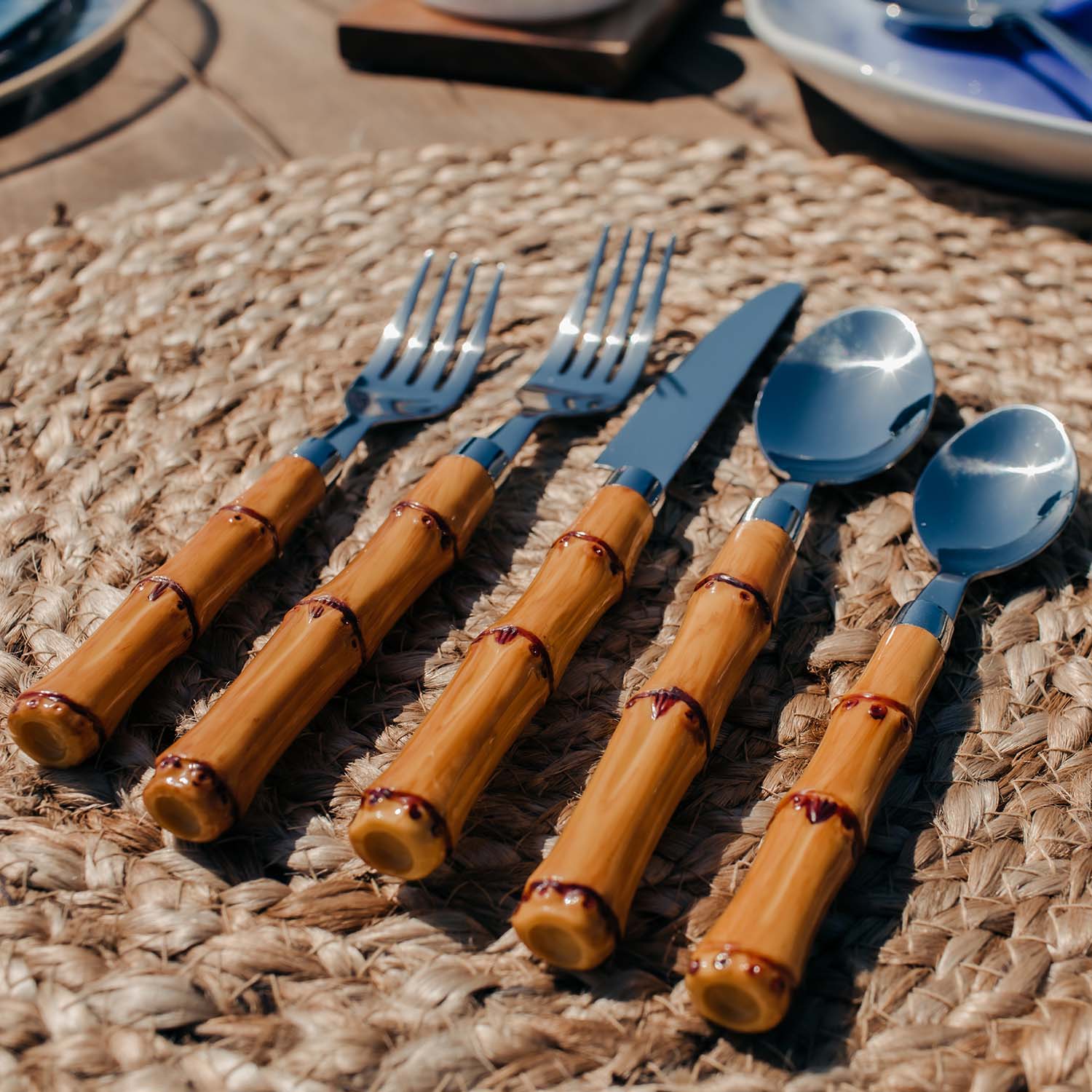 Lenox Westmore Bamboo Plastic Handle 20-Piece Flatware Set - Image 7