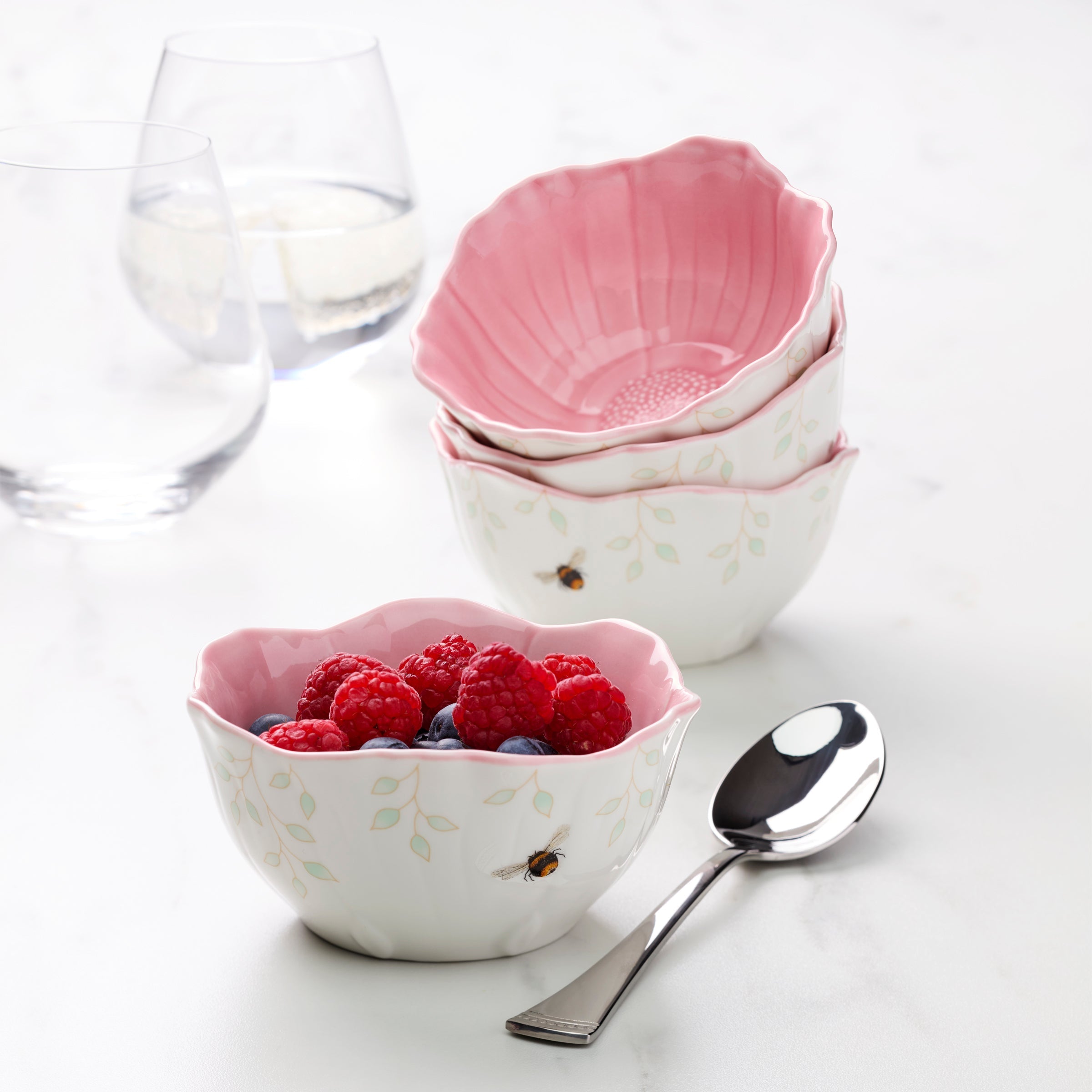 Lenox Westmore Butterfly Meadow Floral Pink Dessert Bowls, Set of 4 - Image 2