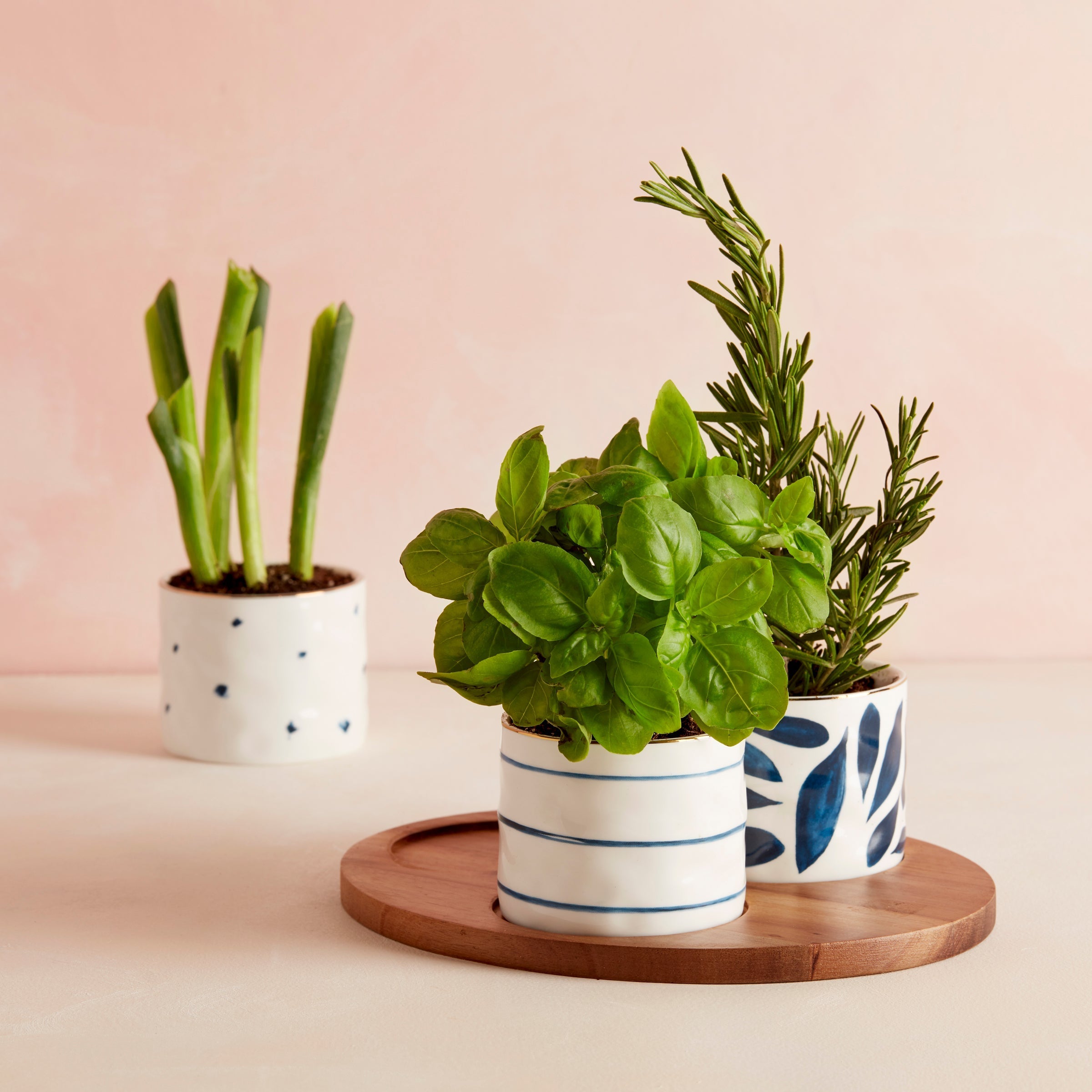 Lenox Westmore Blue Bay Snack Bowls with Wood Tray, Set of 3 - Image 3