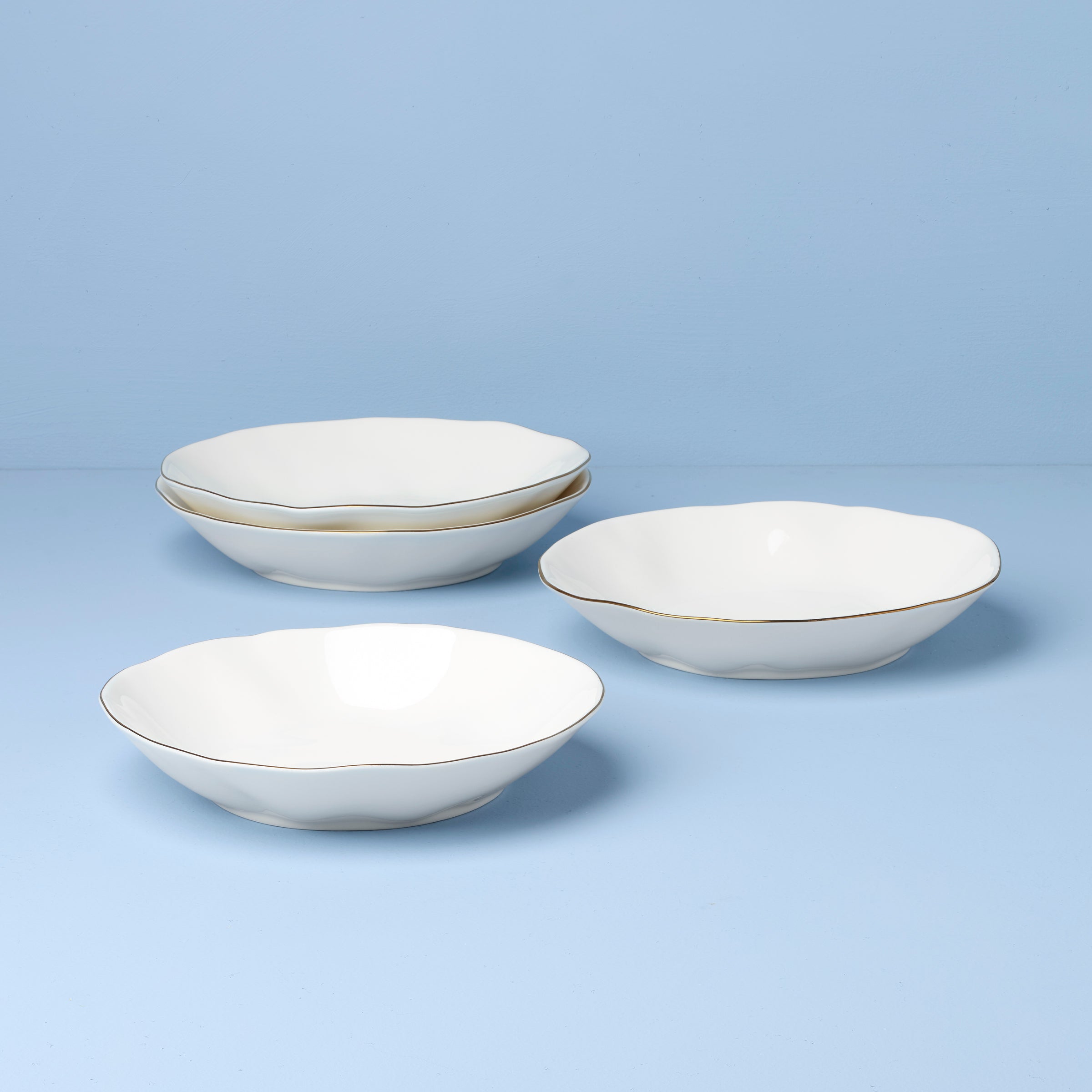 Lenox Westmore Blue Bay White Pasta Bowls, Set of 4