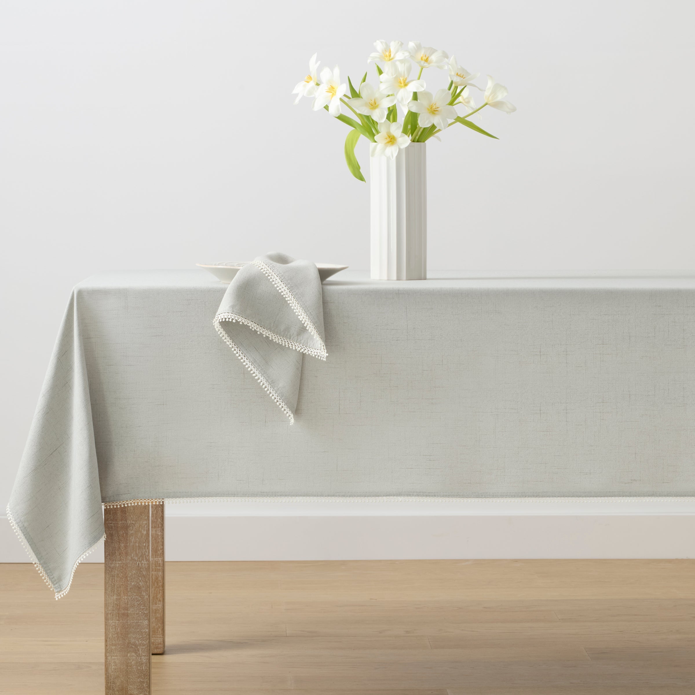 Lenox Westmore French Perle Solid Dove Grey 60x120 Tablecloth - Image 2