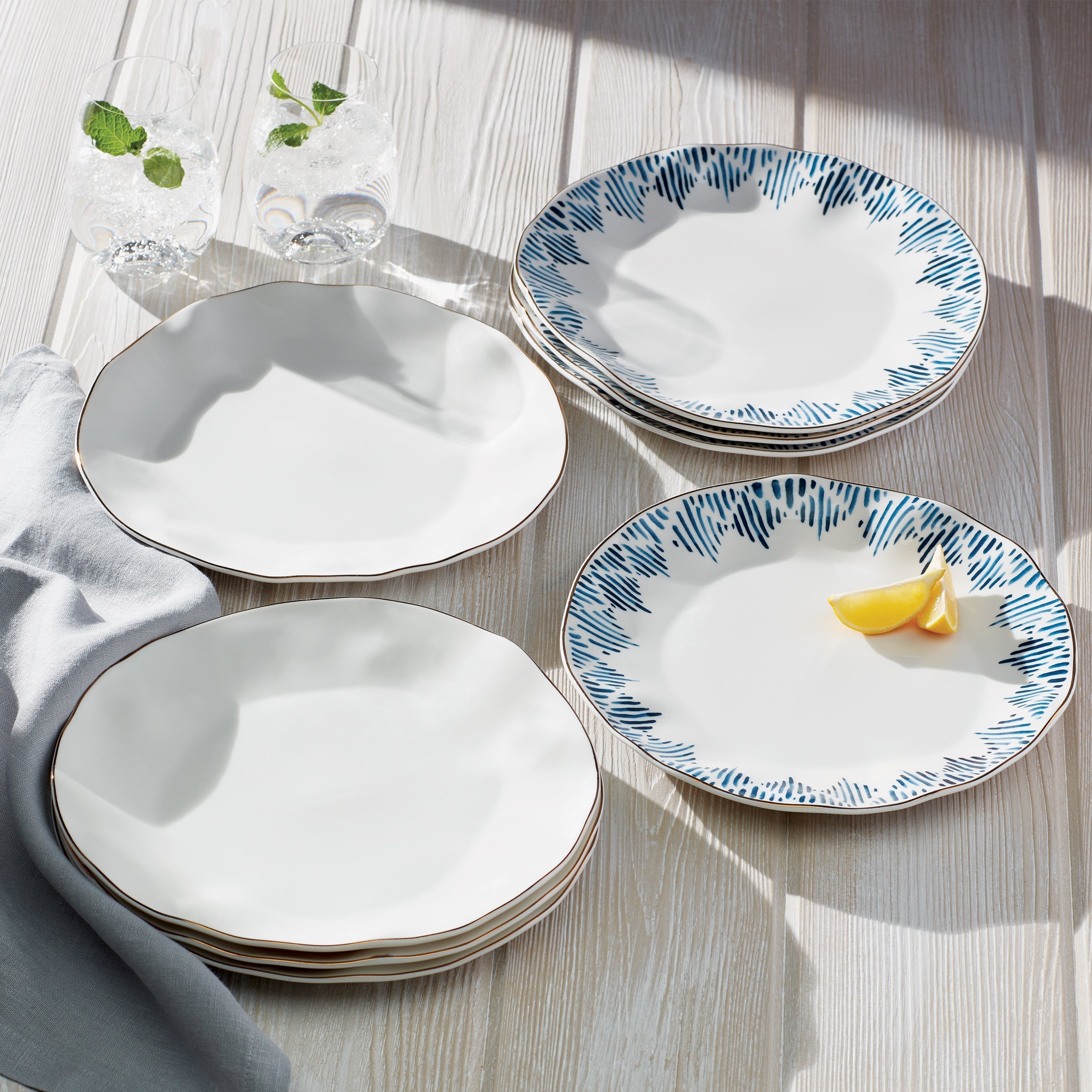 Lenox Westmore Blue Bay White Dinner Plates, Set of 4 - Image 2