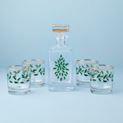 Lenox Westmore Holiday 5-Piece Decanter & Whiskey Glass Set