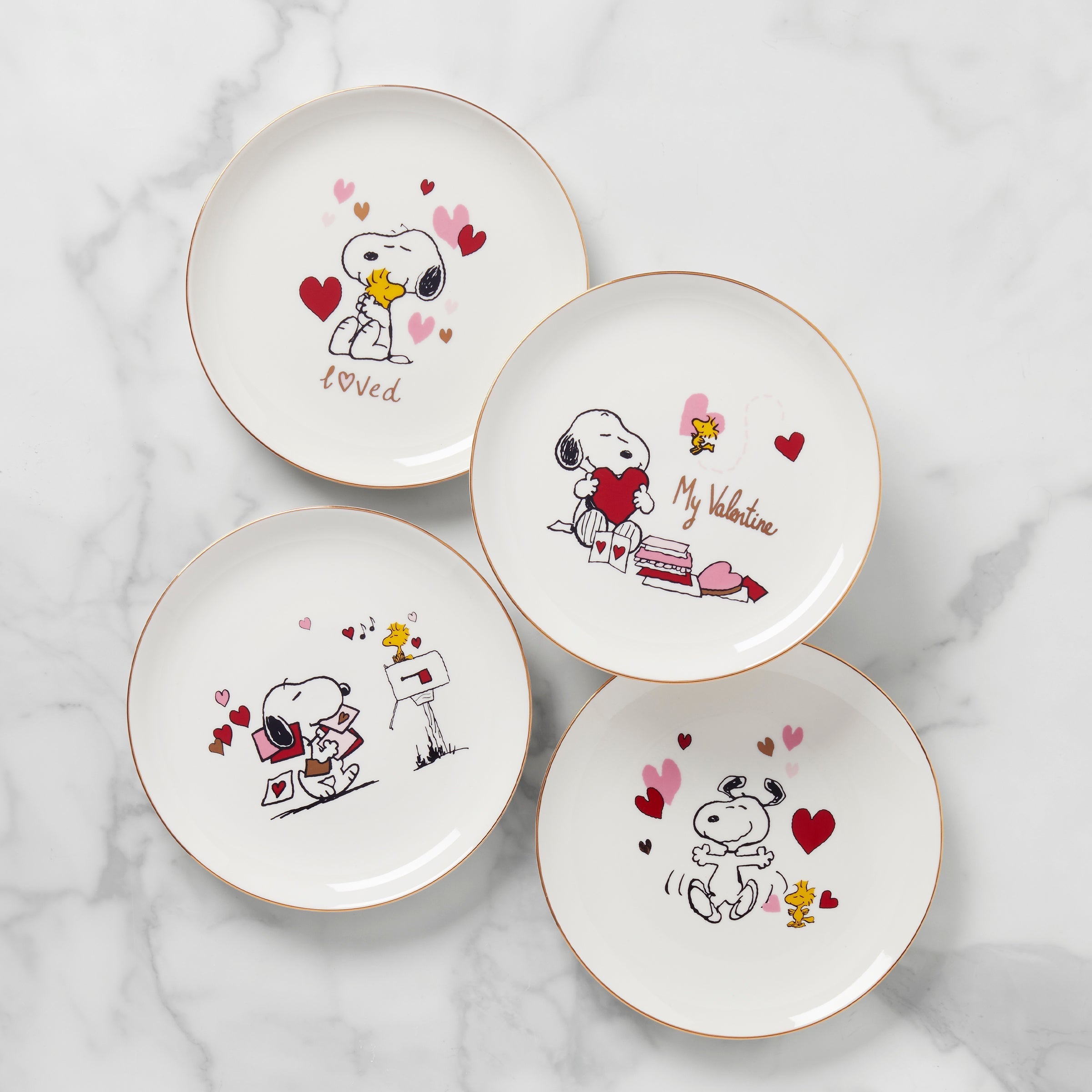 Lenox Westmore Snoopy Valentine's Day Accent Plates, Set of 4