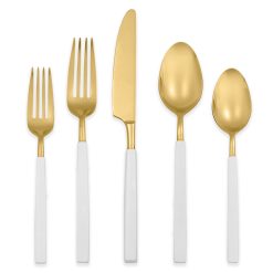 Lenox Westmore Marion Gold with White Enamel Handle 5-Piece Place Setting