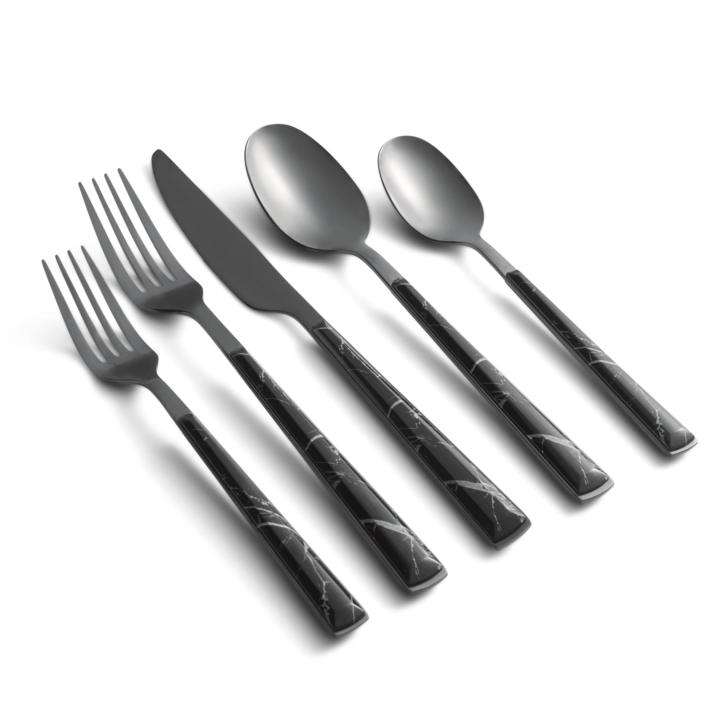 Lenox Westmore Eivin Mirror with Black Marble Handle 20-Piece Flatware Set