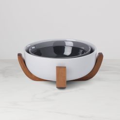 Lenox Westmore 24 Seven Pumice 3-Piece Nesting Bowl Set with Wood Stand