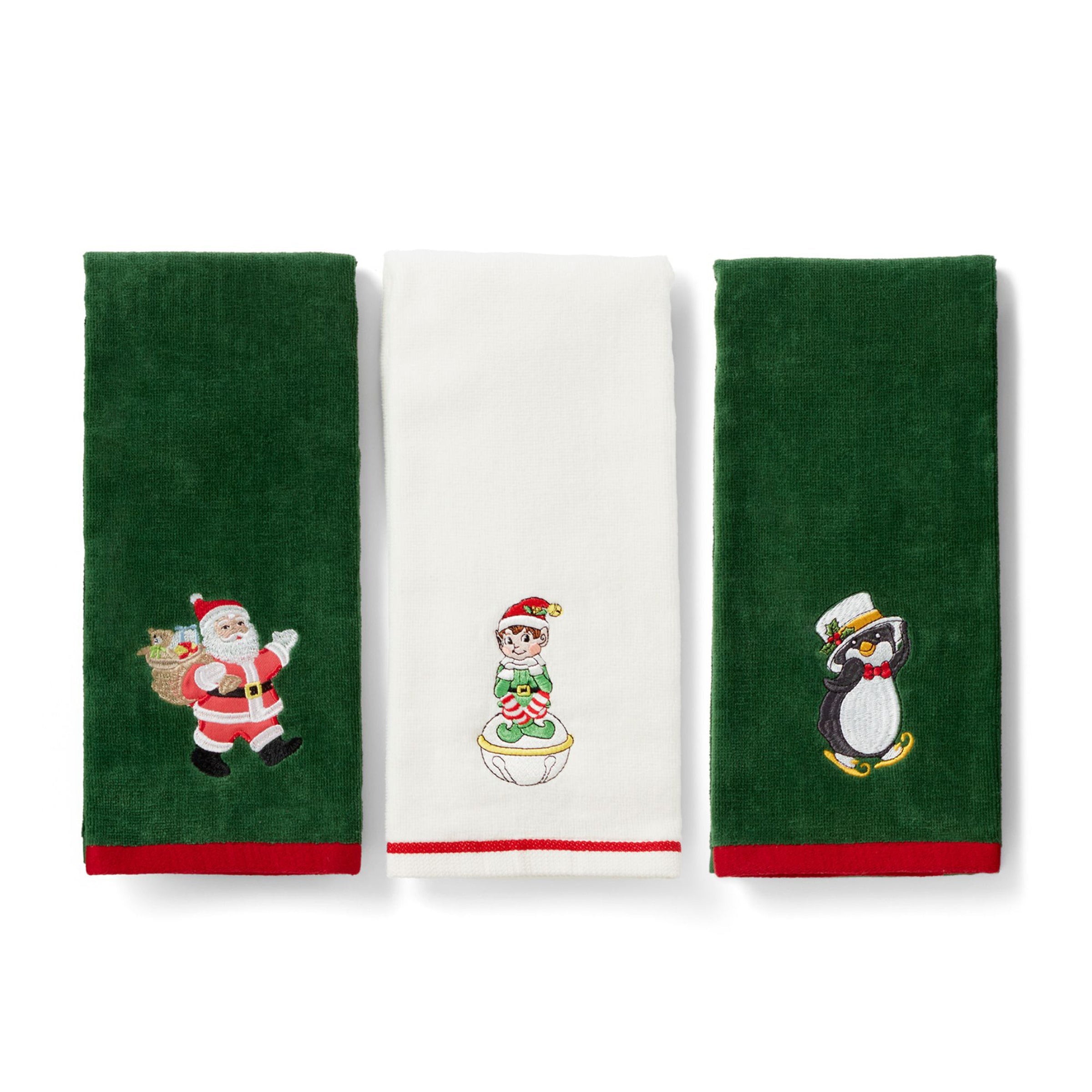 Lenox Westmore Holiday Elf, Santa & Penguin Kitchen Towels, Set of 3