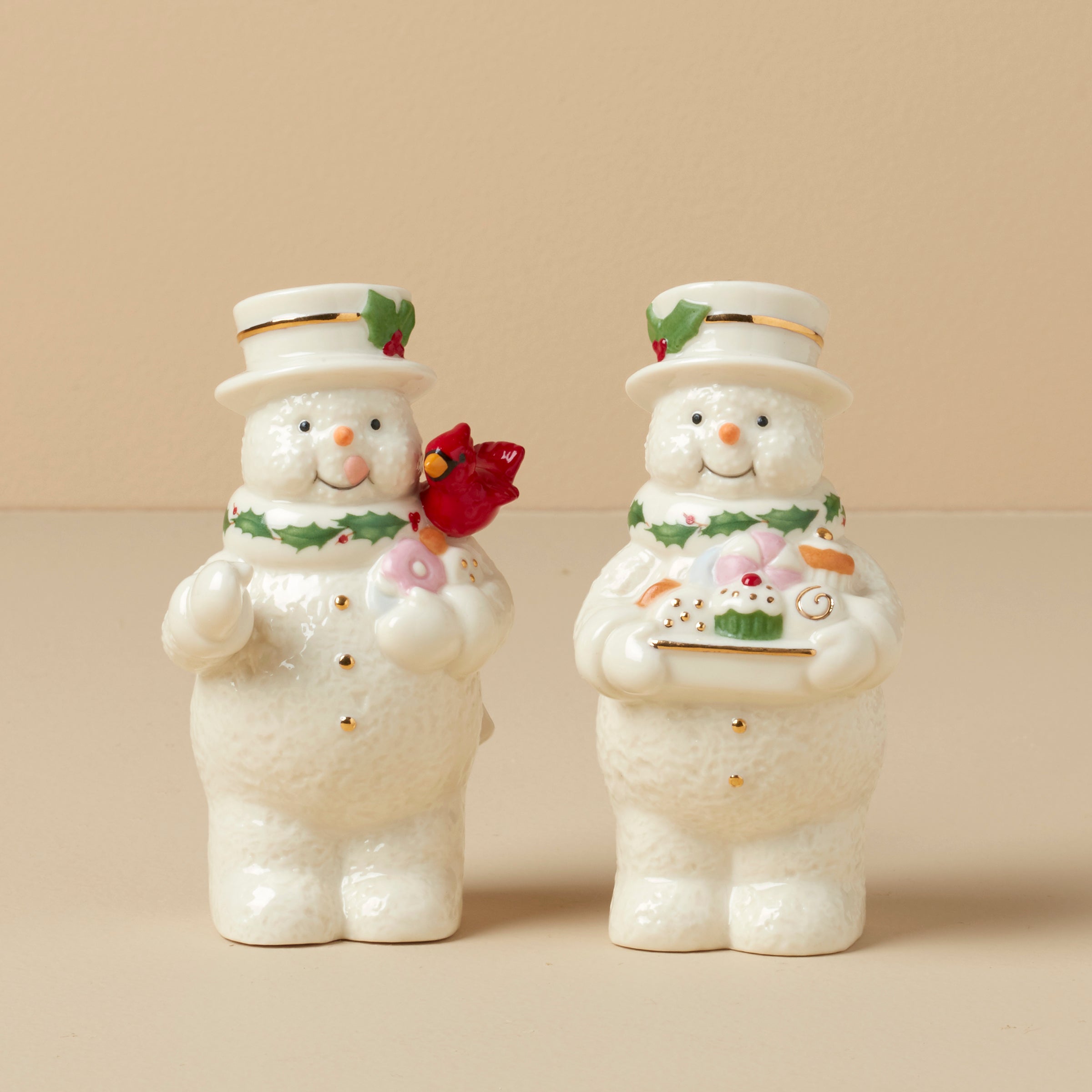 Lenox Westmore Happy Holly Days Snowmen Salt & Pepper Set