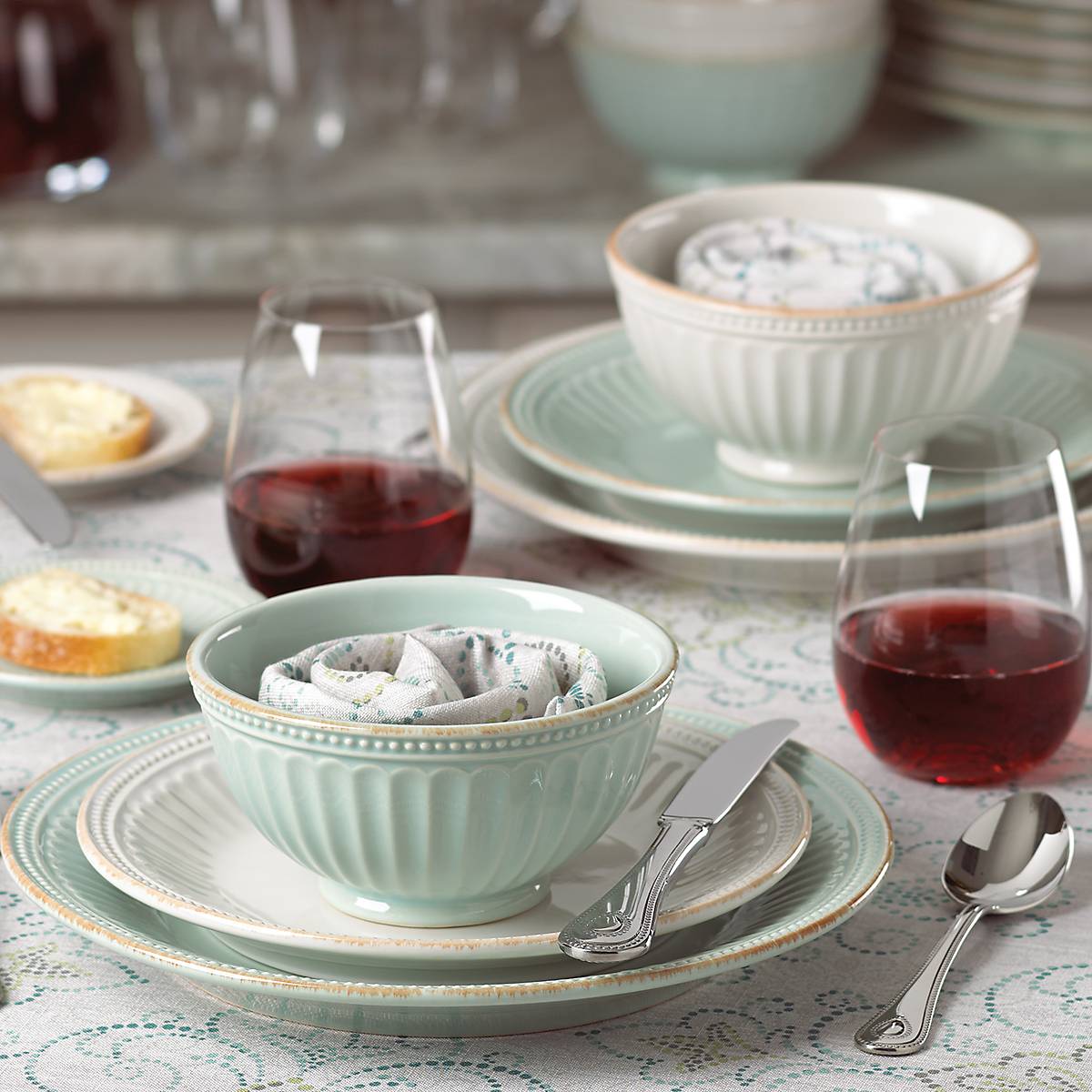 Lenox Westmore French Perle Groove Ice Blue 4-Piece Place Setting - Image 9