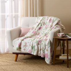 Lenox Westmore Butterfly Meadow Bloom Pink Throw Blanket