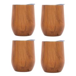 Lenox Westmore Insulated Woodgrain Wine Tumblers, Set of 4