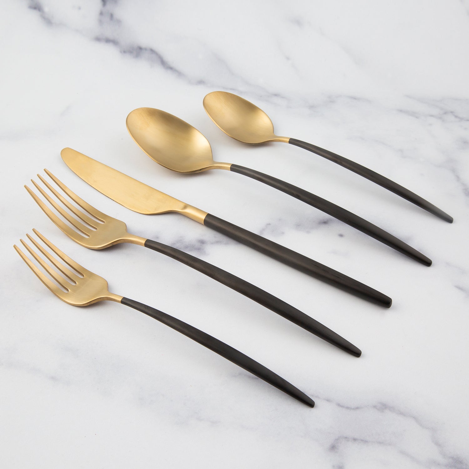 Lenox Westmore Gaze Black Champagne Satin 20-Piece Flatware Set - Image 6