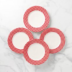 Lenox Westmore Gingham Red Dinner Plates, Set of 4