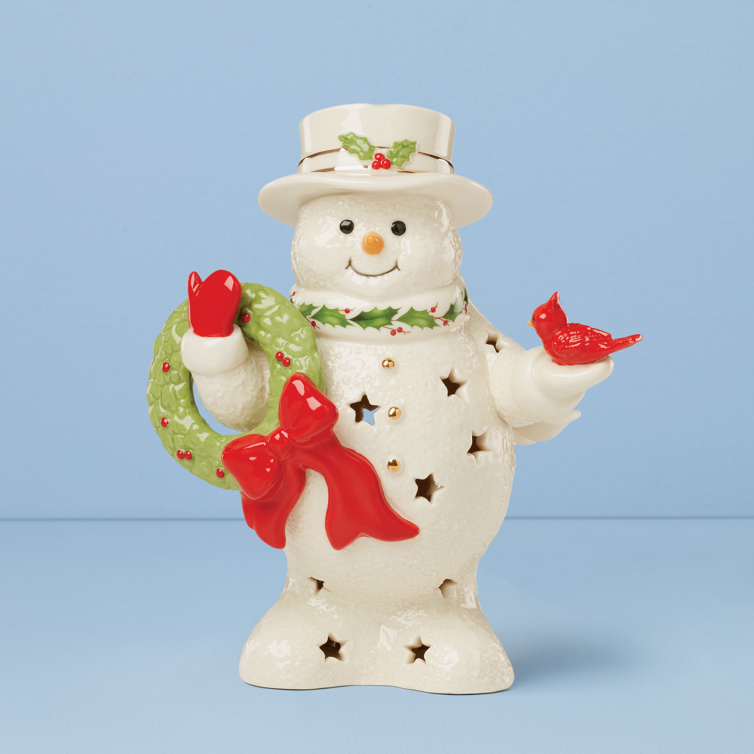 Lenox Westmore Happy Holly Days Snowman Holding Wreath Figurine - Image 2