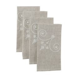 Lenox Westmore French Perle Linen Embroidered Dinner Napkins, Set of 4