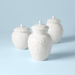 Lenox Westmore Opal Innocence Carved 3-Piece Canister Set
