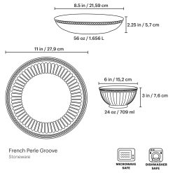 Alternative view of Lenox Westmore French Perle Groove White 12-Piece Dinnerware Set