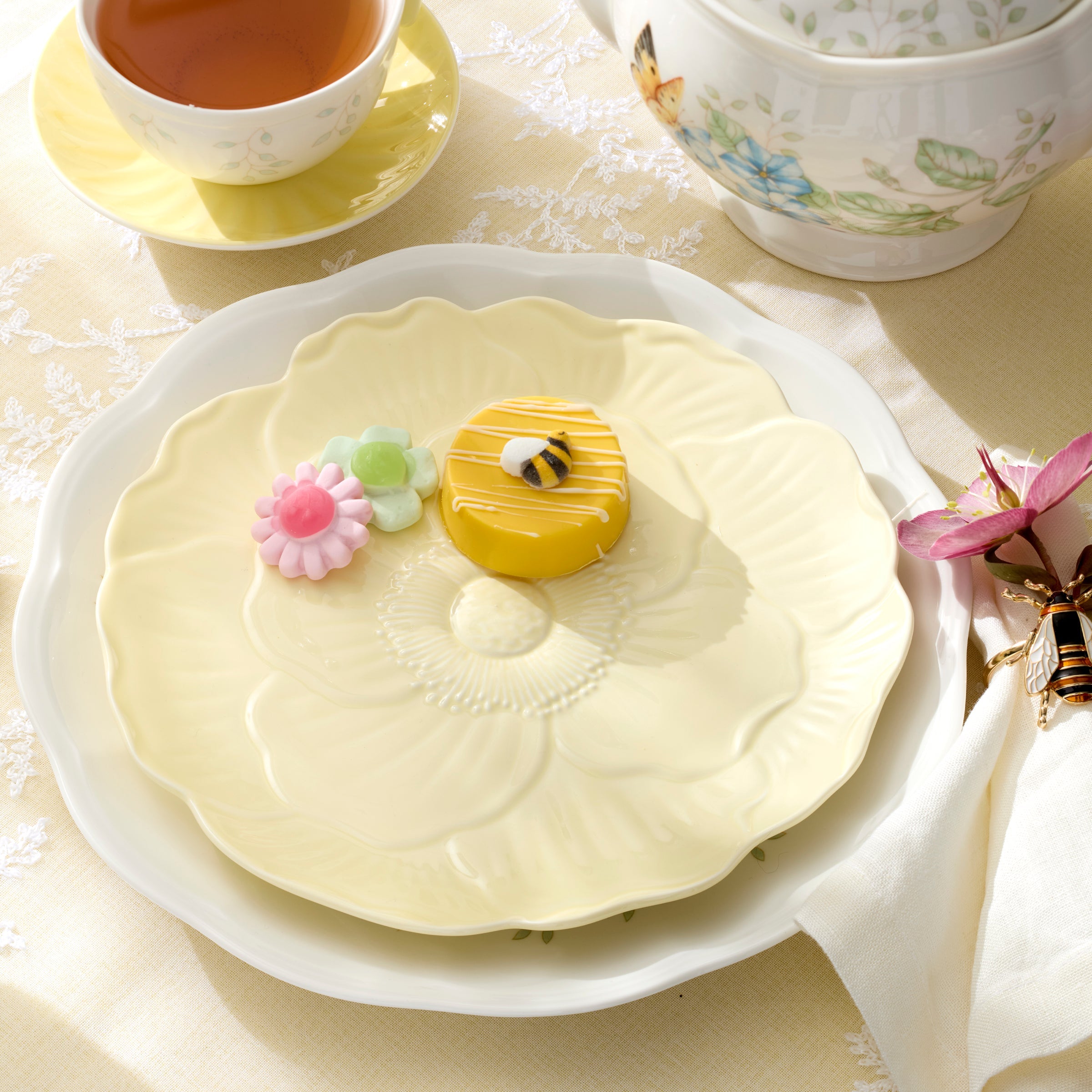 Lenox Westmore Butterfly Meadow Floral Yellow Accent Plates, Set of 4 - Image 2