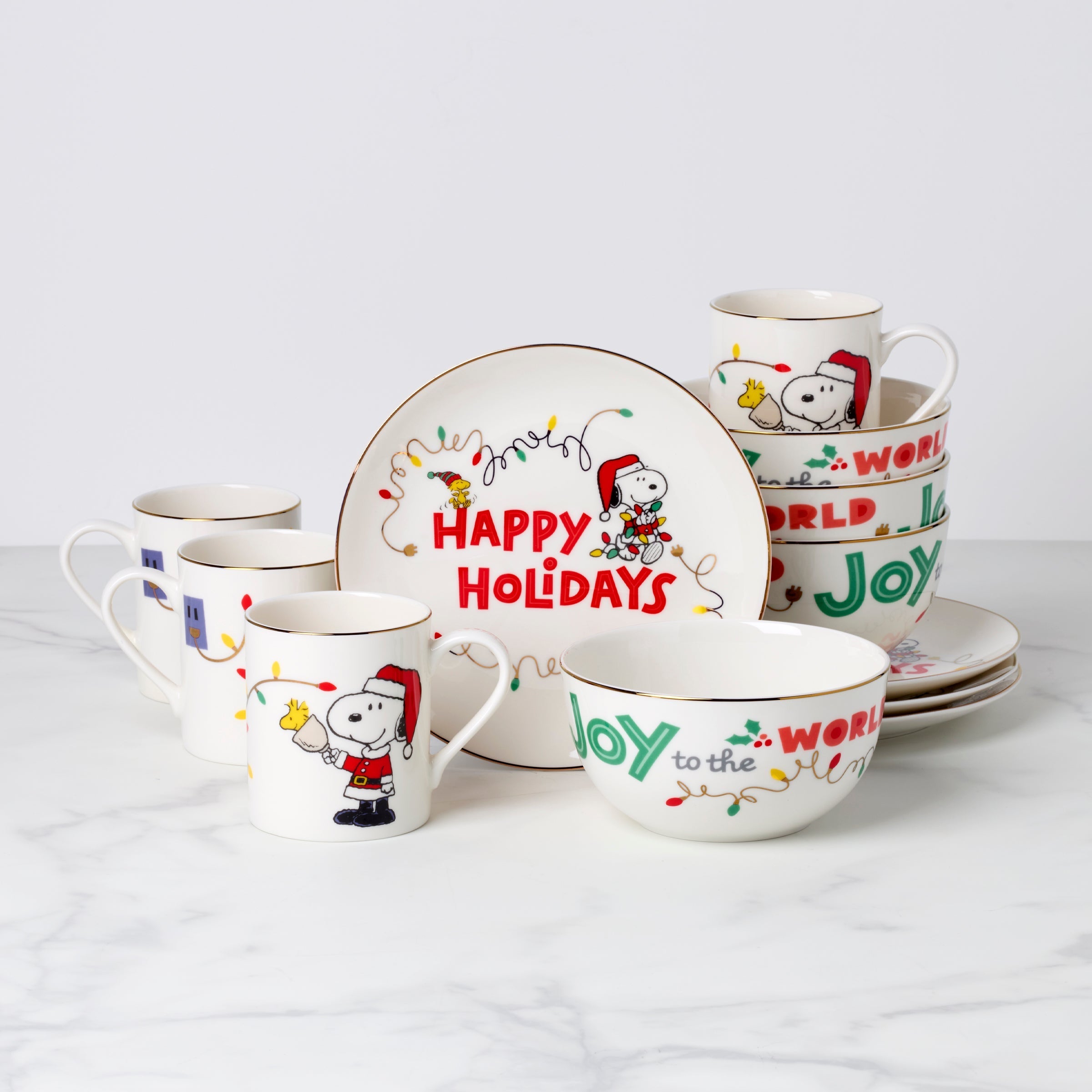 Lenox Westmore Snoopy Christmas 12-Piece Dessert Set
